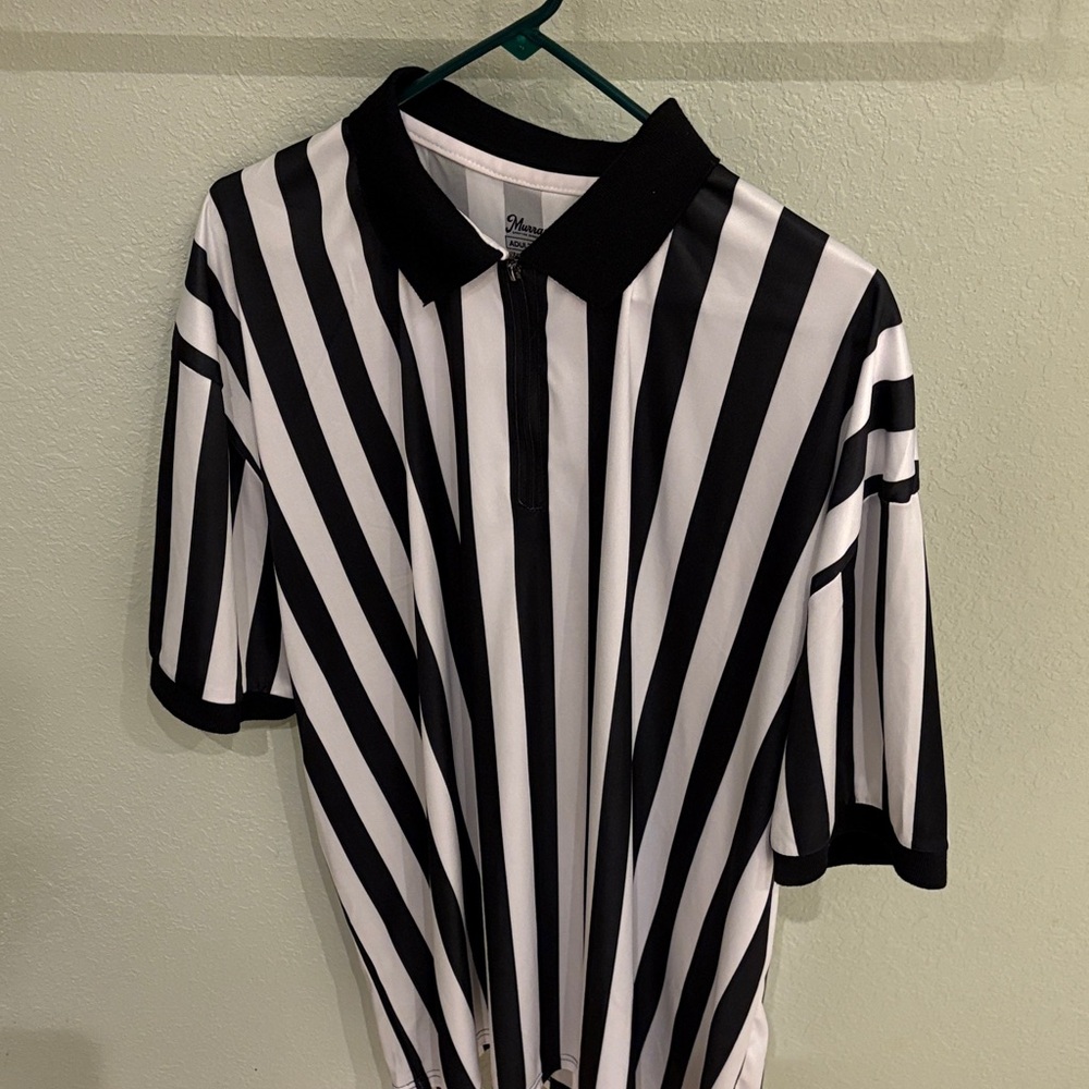 Black and White Striped Referee Shirt